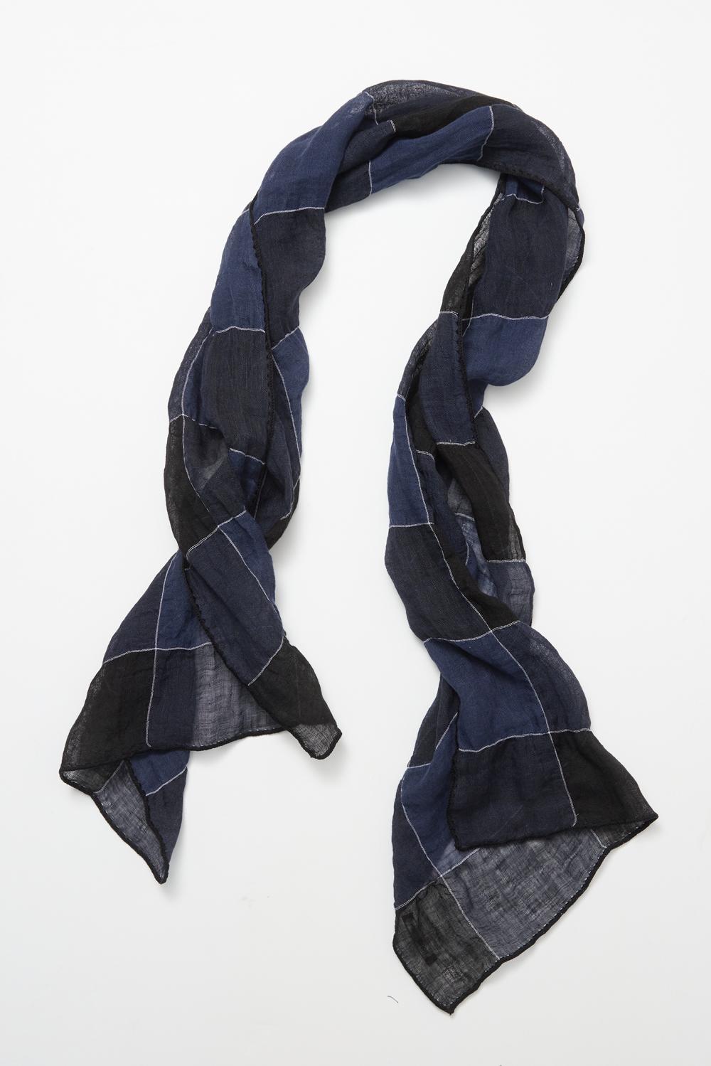 Check Scarf Linen Black/Blue