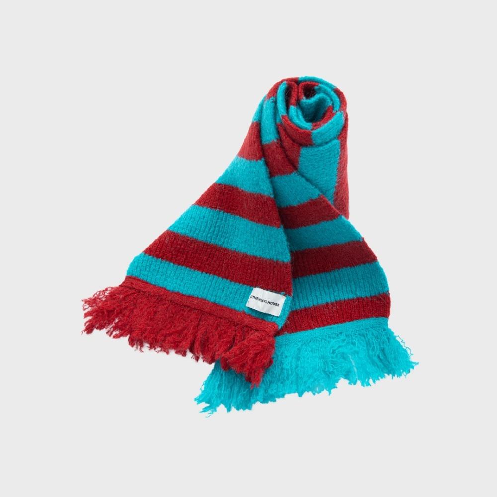 MOHAIR STRIPED SCARF RED