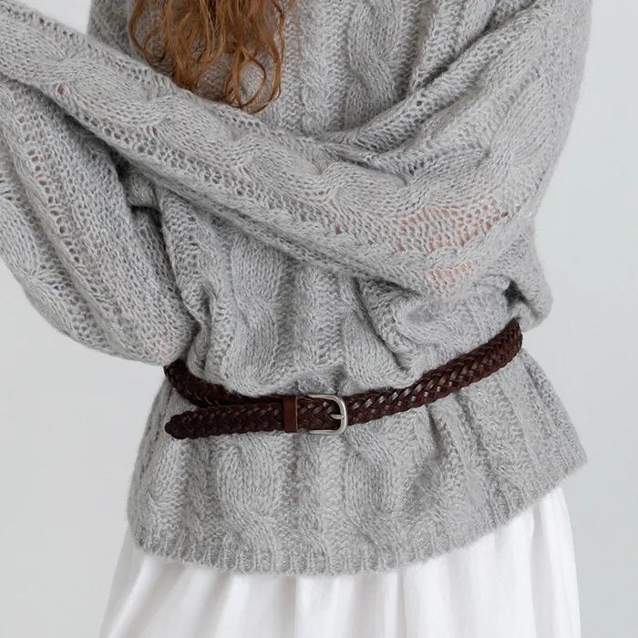 Twist leather belt_brown