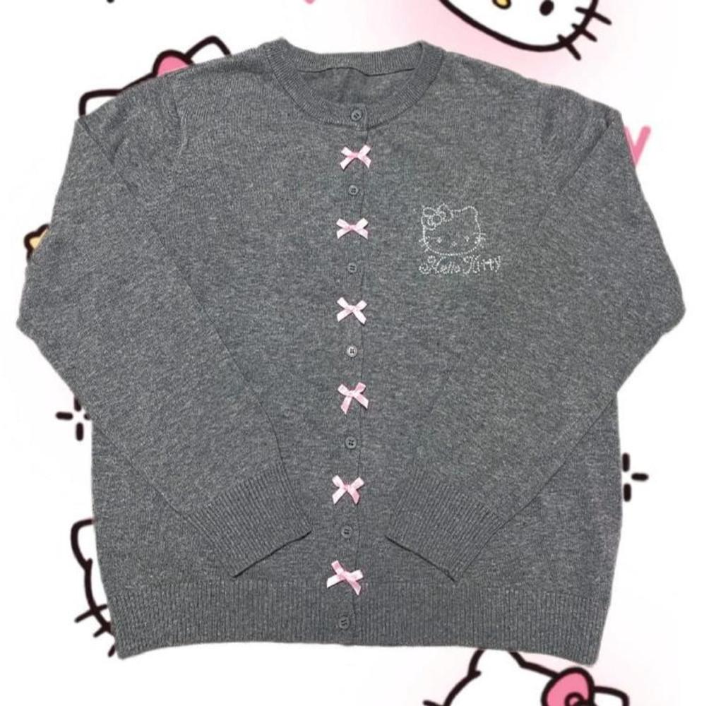 헬로키티 가디건 발레코어 y2k 가을 니트 키티 루즈핏 회색 패션