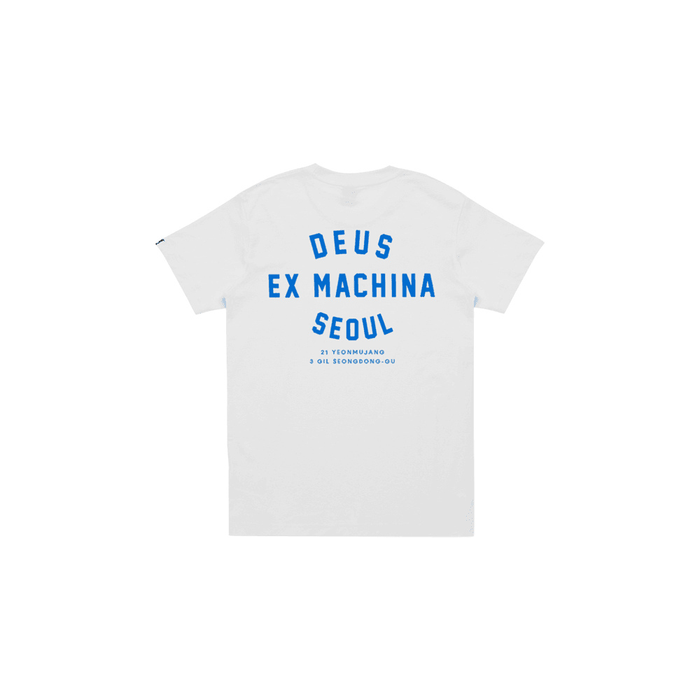 데우스 엑스 마키나 컬리지 성수 티셔츠 화이트 미드나잇 블루 (키즈)