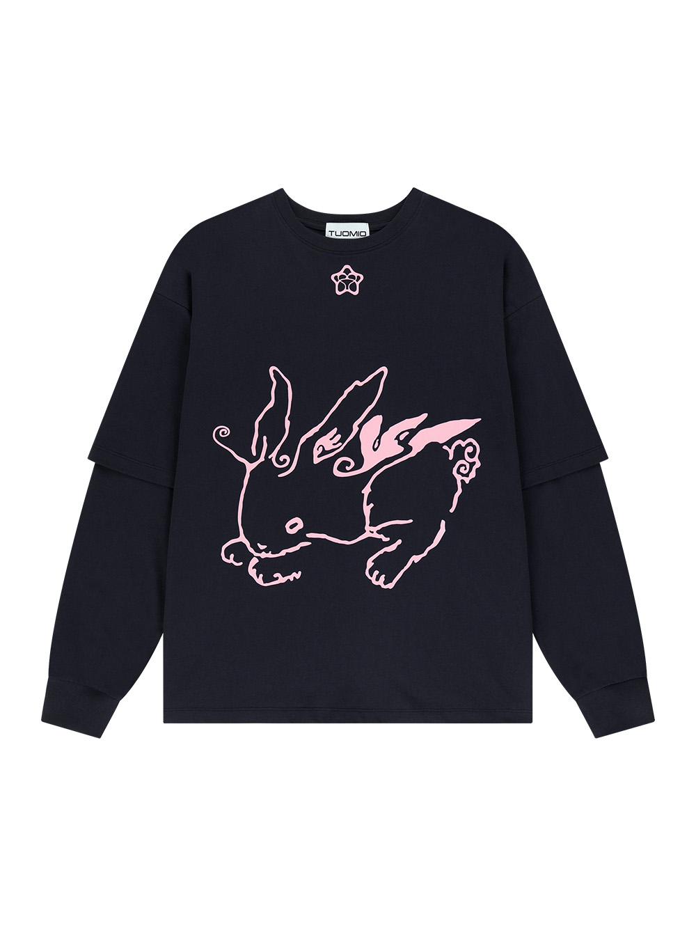 [11/29 예약배송] BUNNY LAYERED LONG SLEEVES [CHARCOAL]
