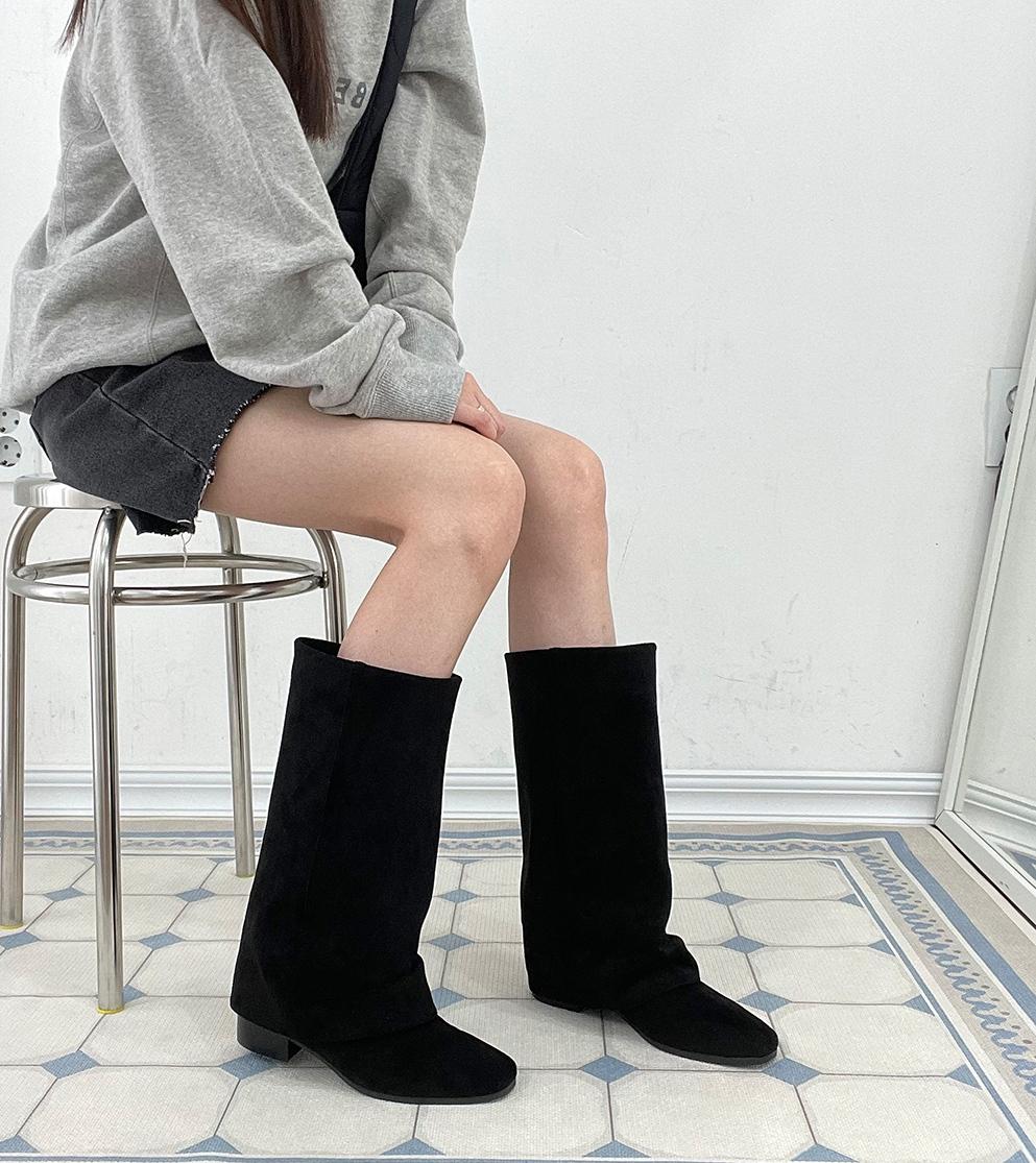 프롬릴리 하비추천❣️ 최저가❤️‍🔥 폴딩 워머 삭스 미들부츠 하프부츠 (3cm) 데일리슈즈