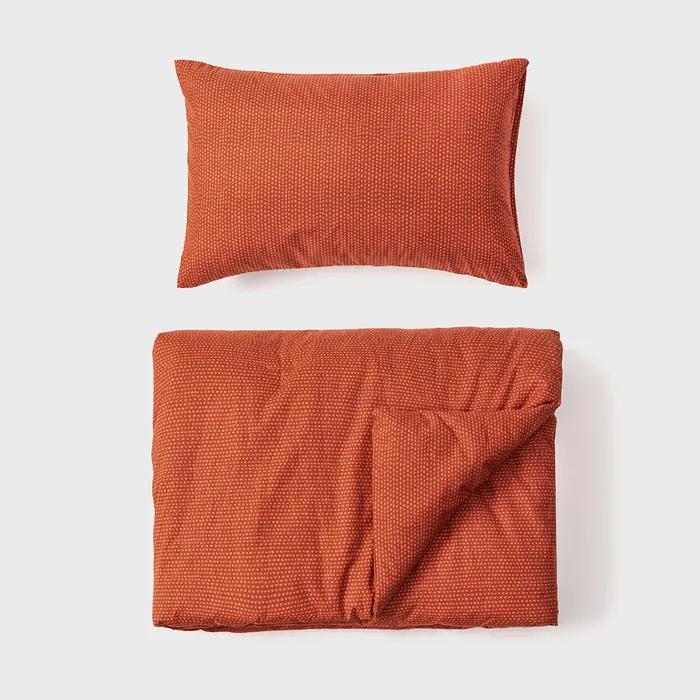 [JAJU/자주] 고밀도 피치스킨 이불 베개커버 세트_SS_오렌지