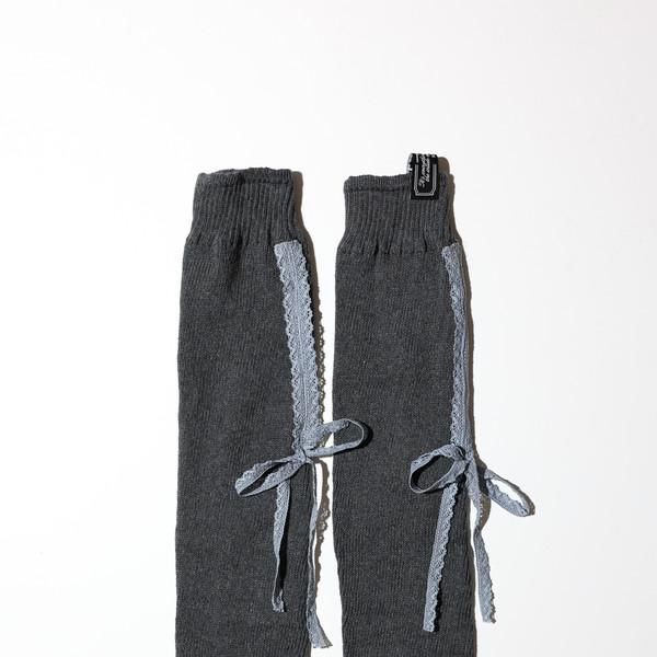 LACE RIBBON LEG WARMER - LIGHT BLUE