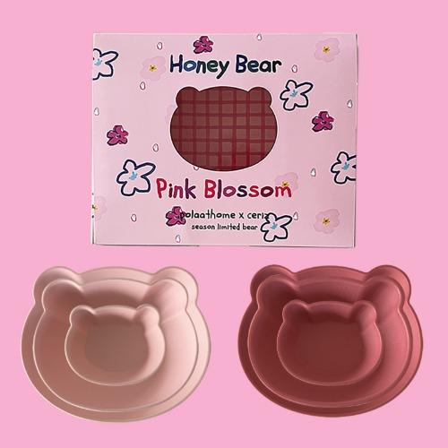 [폴라앳홈 X 시리츠]  허니베어 핑크블라썸 시즌한정 패밀리set (상시5%할인) - 미니볼1+빅보울1+플레이트1+핑크 기프트박스포함