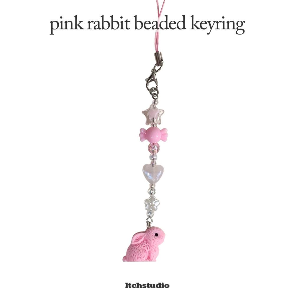 비즈키링 ver83 pink rabbit beaded keyring 핑크 토끼 비즈키링 [렛채스튜디오]