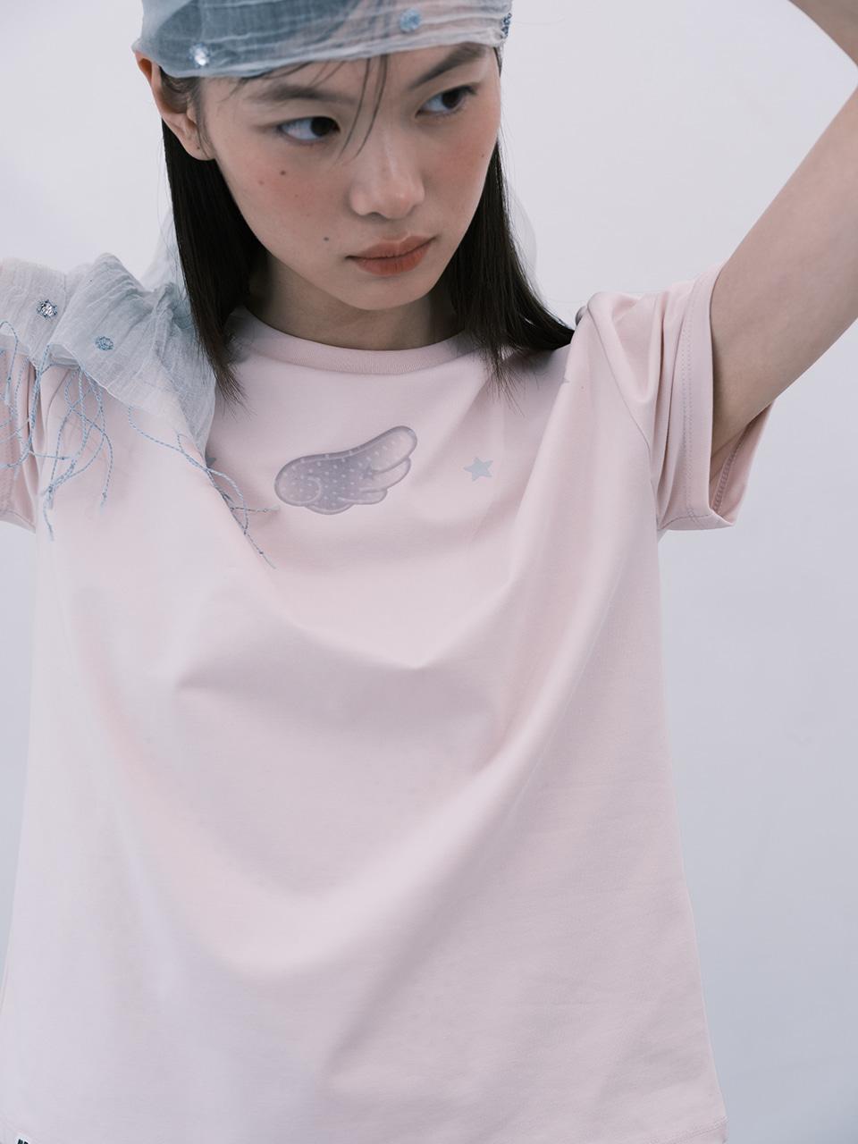 Glitch Wing T-shirt (Baby Pink)