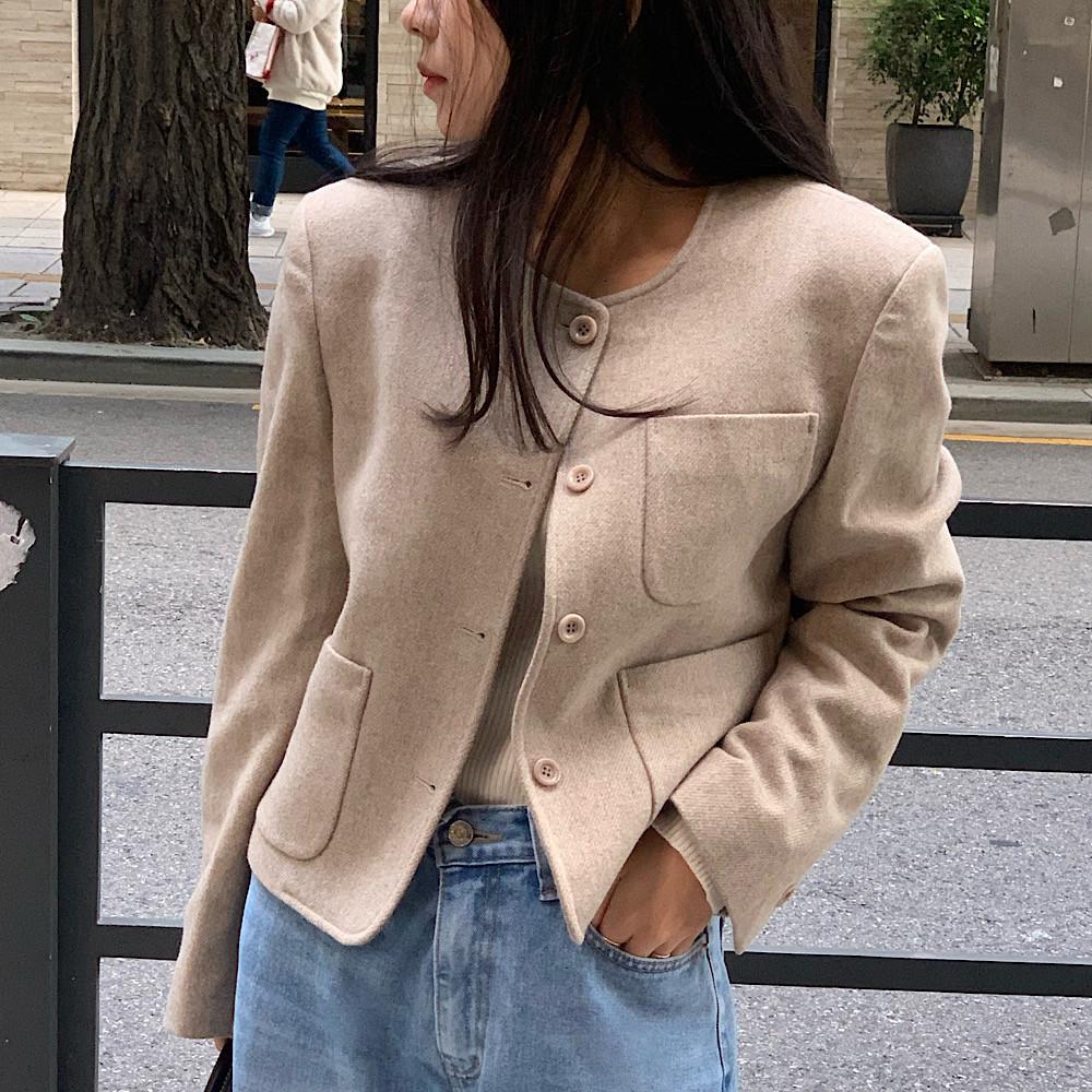 [울70] 노카라 울 자켓 여성 가을 겨울 숏자켓