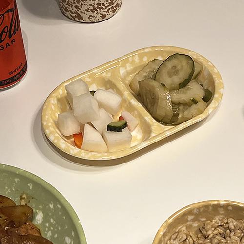 [레트로분식마블 ver.2] 타원 2칸 플레이트 (버터마블,아보마블)