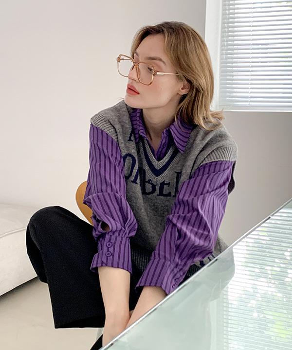 자수 포인트컬러 셔츠