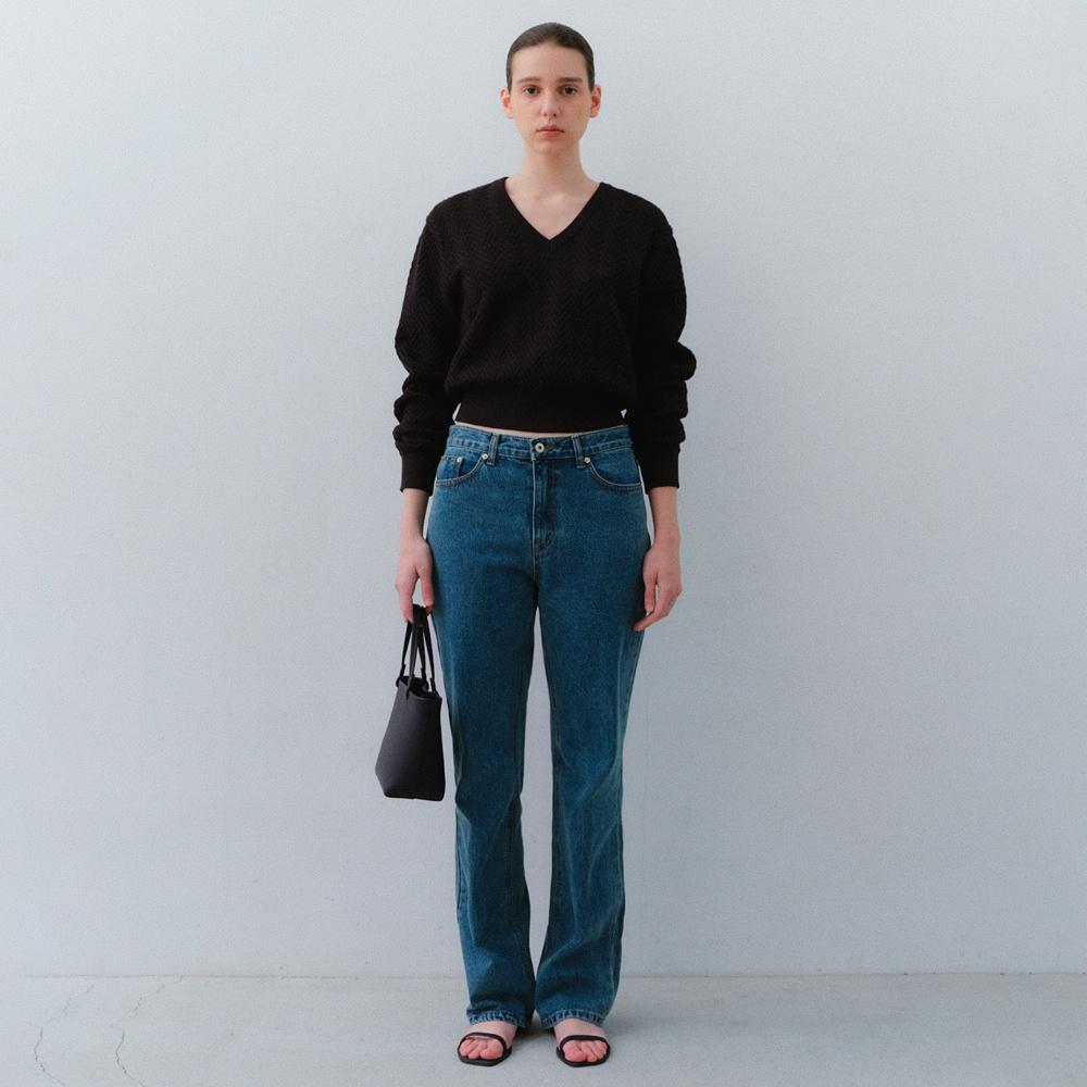 스트레이트 데님 - 미드 블루