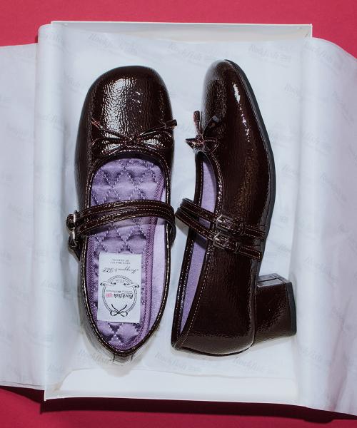 SQUARE TOE TWO STRAP MARYJANES(4CM) - 3 colors