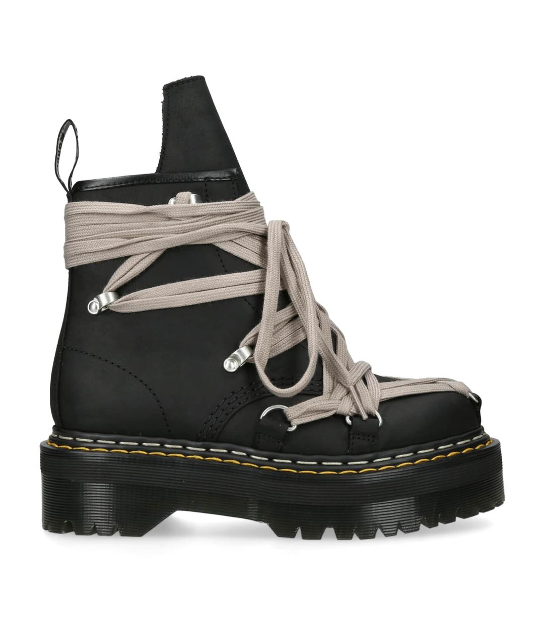 Rick Owens x Dr. Martens Leather 1460 Quad Sole Megalace Ankle Boots