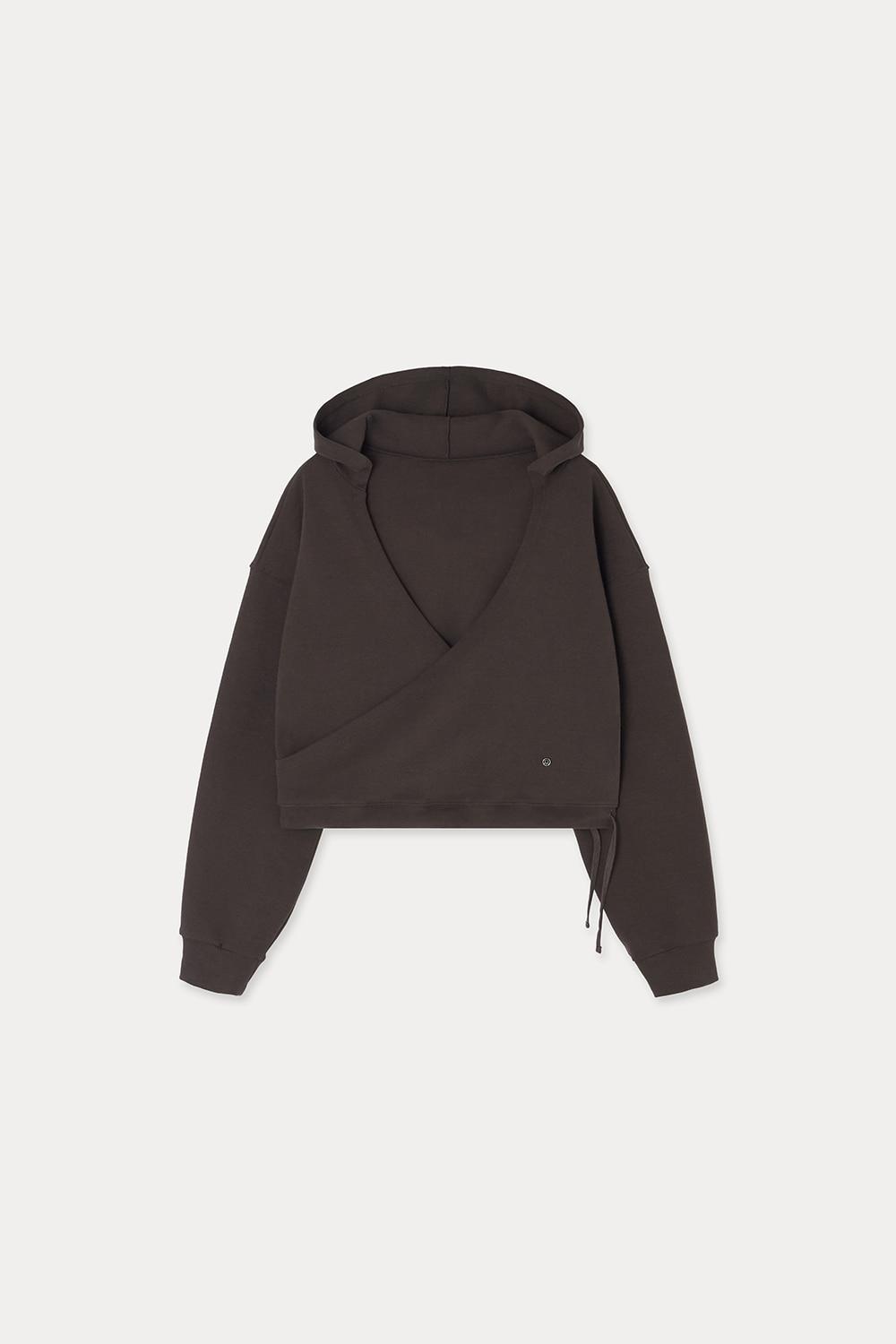 Hoodie wrap top_Choco brown