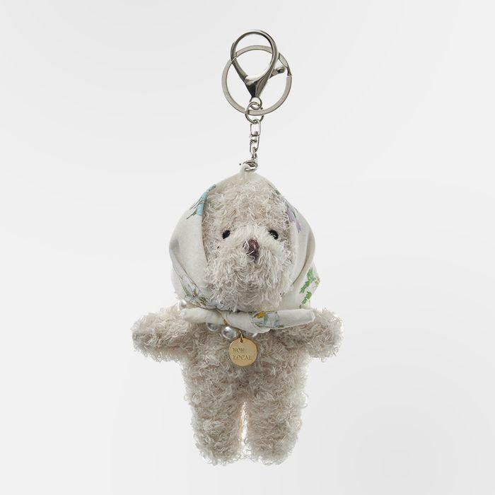 [논로컬 X 이하여백] Hair Kerchief Bear keyring - Light Beige