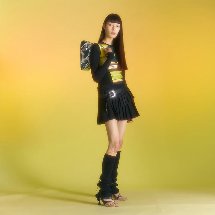 BIRDIE DOUBLE PLEATS SKIRT apa662w(BLACK)