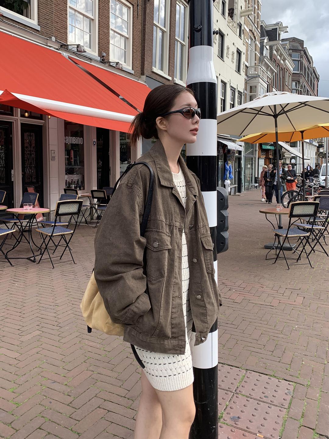 리넨느 Boston denim jacket (brown)