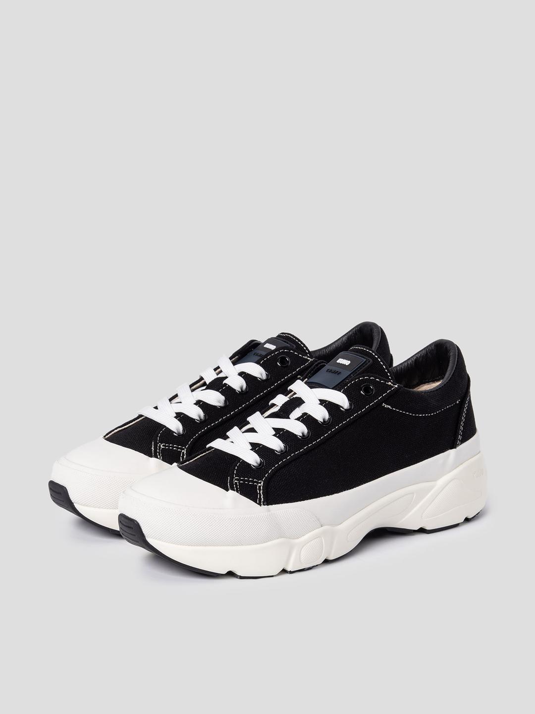 [COMFY301] Cotton Canvas Signature Sneakers - Black