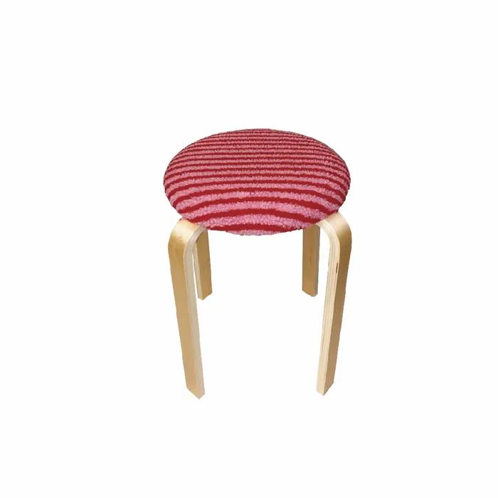 Fur stripe stool (red&pink)
