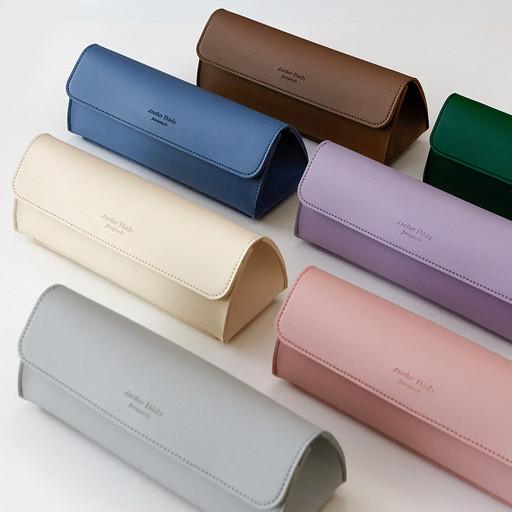 ♥각인가능♥ 대용량 가죽 삼각 필통 파우치 학생선물