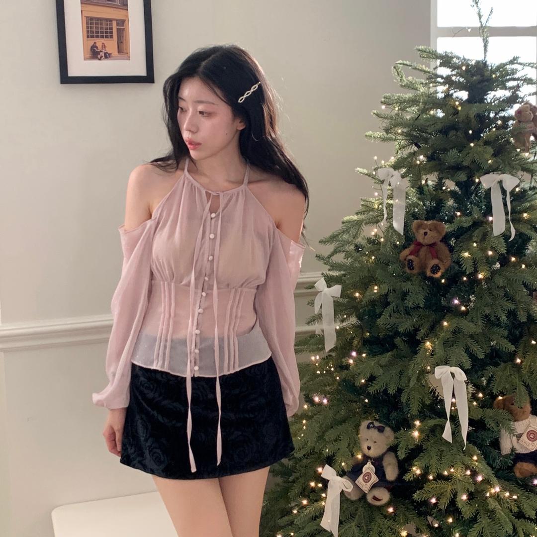 Shine Pintuck Blouse (pink)