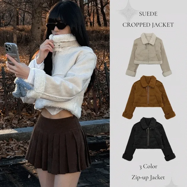 [코디추천🤎/핏보장] 양털 스웨이드 크롭 무스탕 -3color