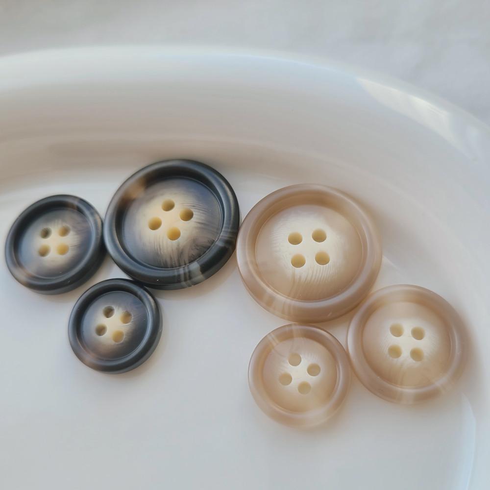 베이직 라이트브라운 블랙 기본 4구단추 호마이카 고급단추 (6개입 세트)