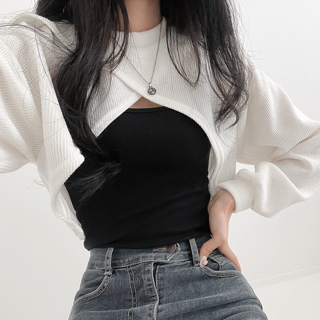 [볼레로+나시SET] 크로스 라인 볼레로 세트