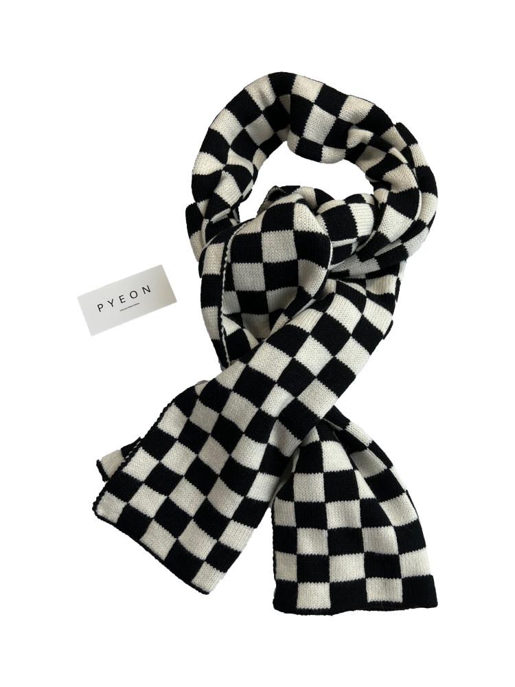 미니멀 체커보드 머플러 남자 여자 공용 빅사이즈 부드러운 체크 목도리 가을 겨울 커플머플러