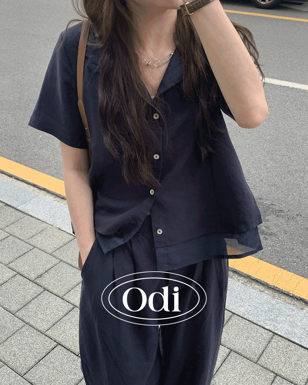 멜즈 bl 린넨 반팔 레이어드 투웨이 셋업 블라우스 (3컬러)