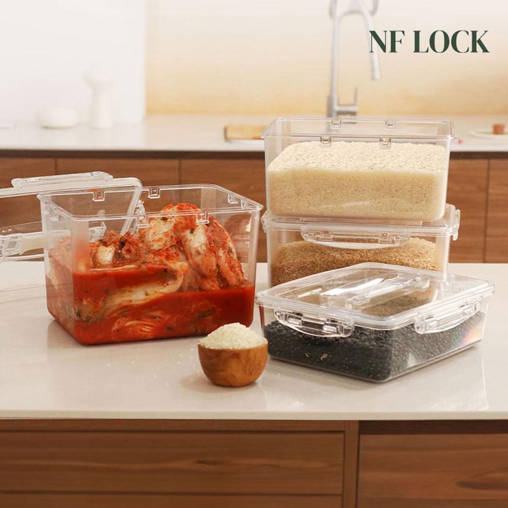 NF LOCK 엔에프락 100% 국내산 트라이탄 밀폐용기 김치통 엑스트라라지 3종 모음