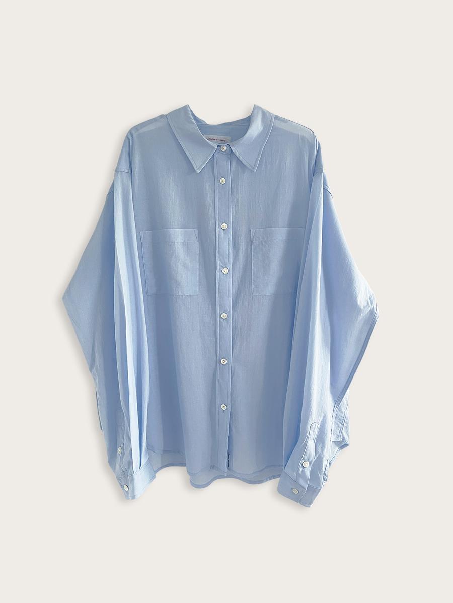 august shirring shirt - skyblue