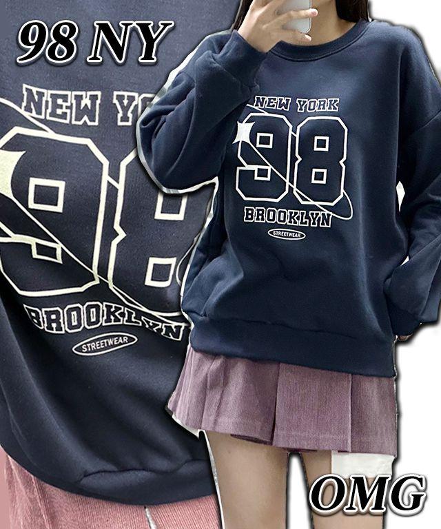 [3col/y2k] 98 NY mtm 뉴욕 숫자 유니폼 맨투맨 블록코어룩 스트릿 레트로 패션 기모맨투맨_아담드리