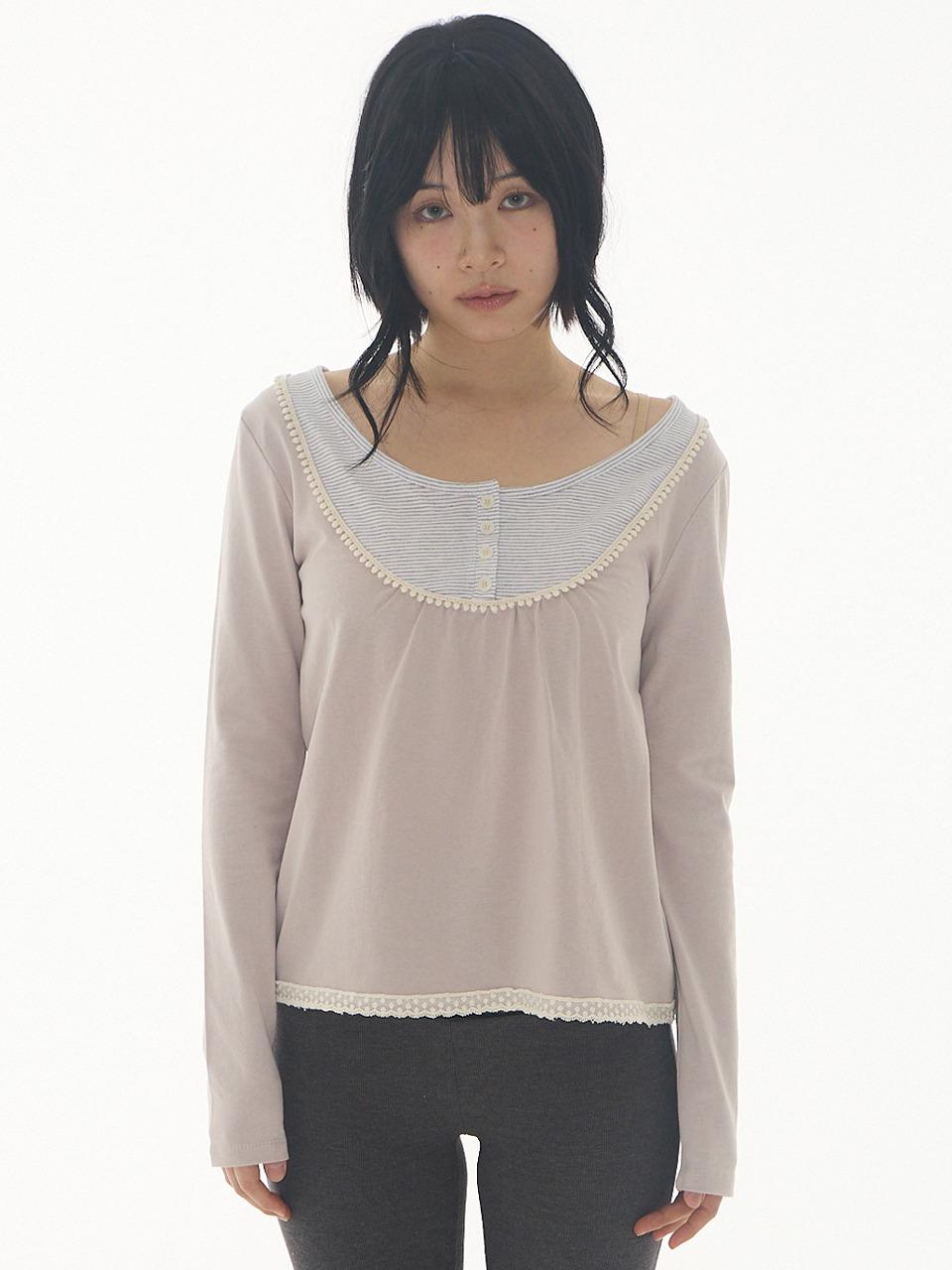 [3월 중순 예약 배송] SUU-SU TOP PINK BEIGE