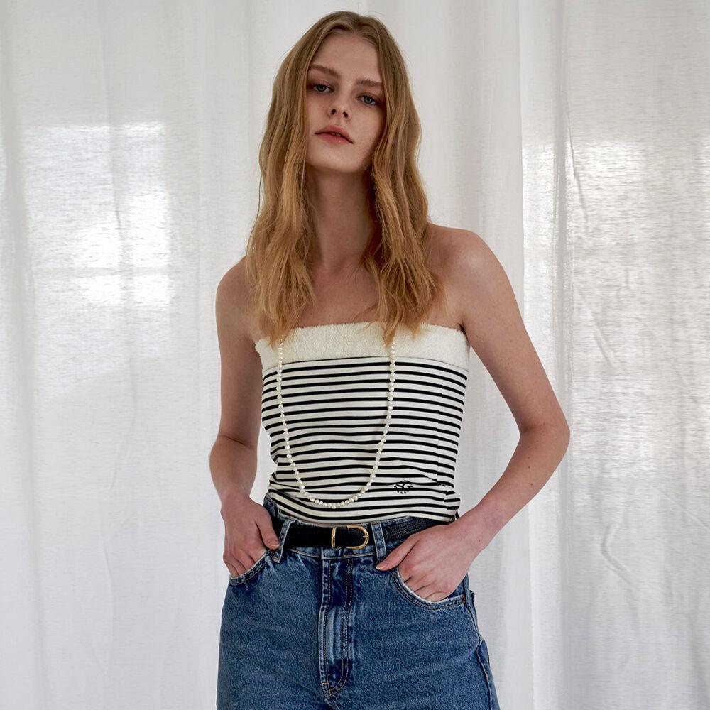 테리 스트라이프 튜브 답_아이보리