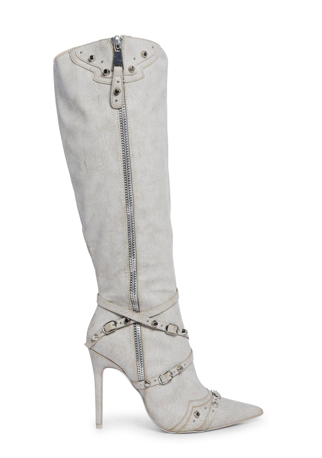 Worthy Knee High Boots- Gray - GRAY / US 5