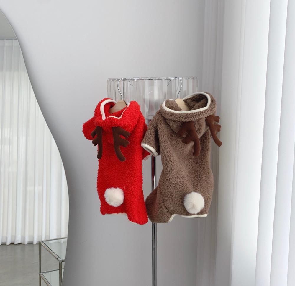 샵미니스 강아지옷 루돌프 후드 집업 올인원