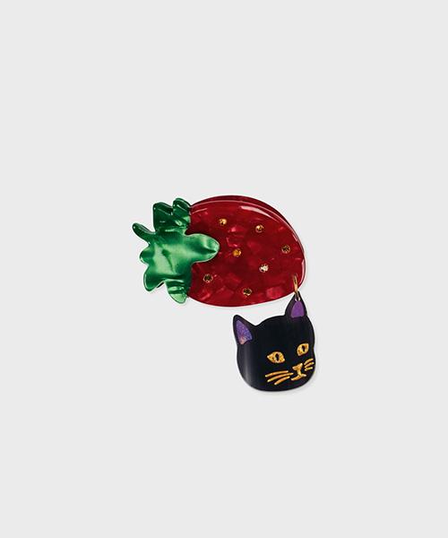 NAT hair clip strawberry cat red