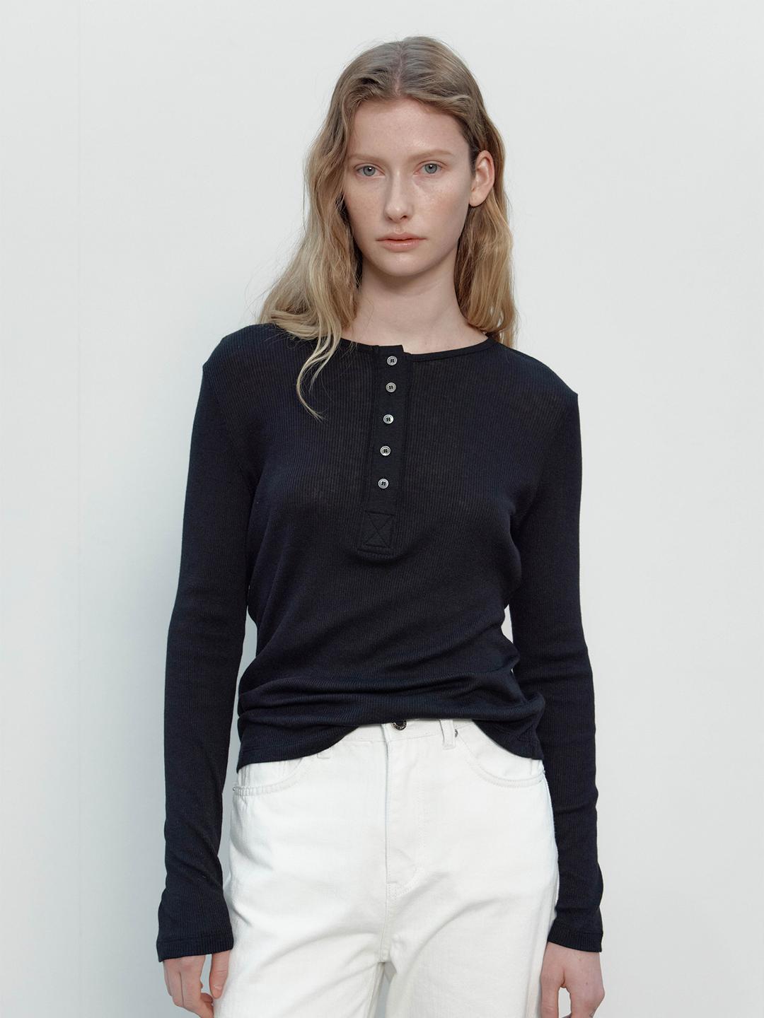 ESSENTIAL HENRYNECK LONG SLEEVE (BLACK)