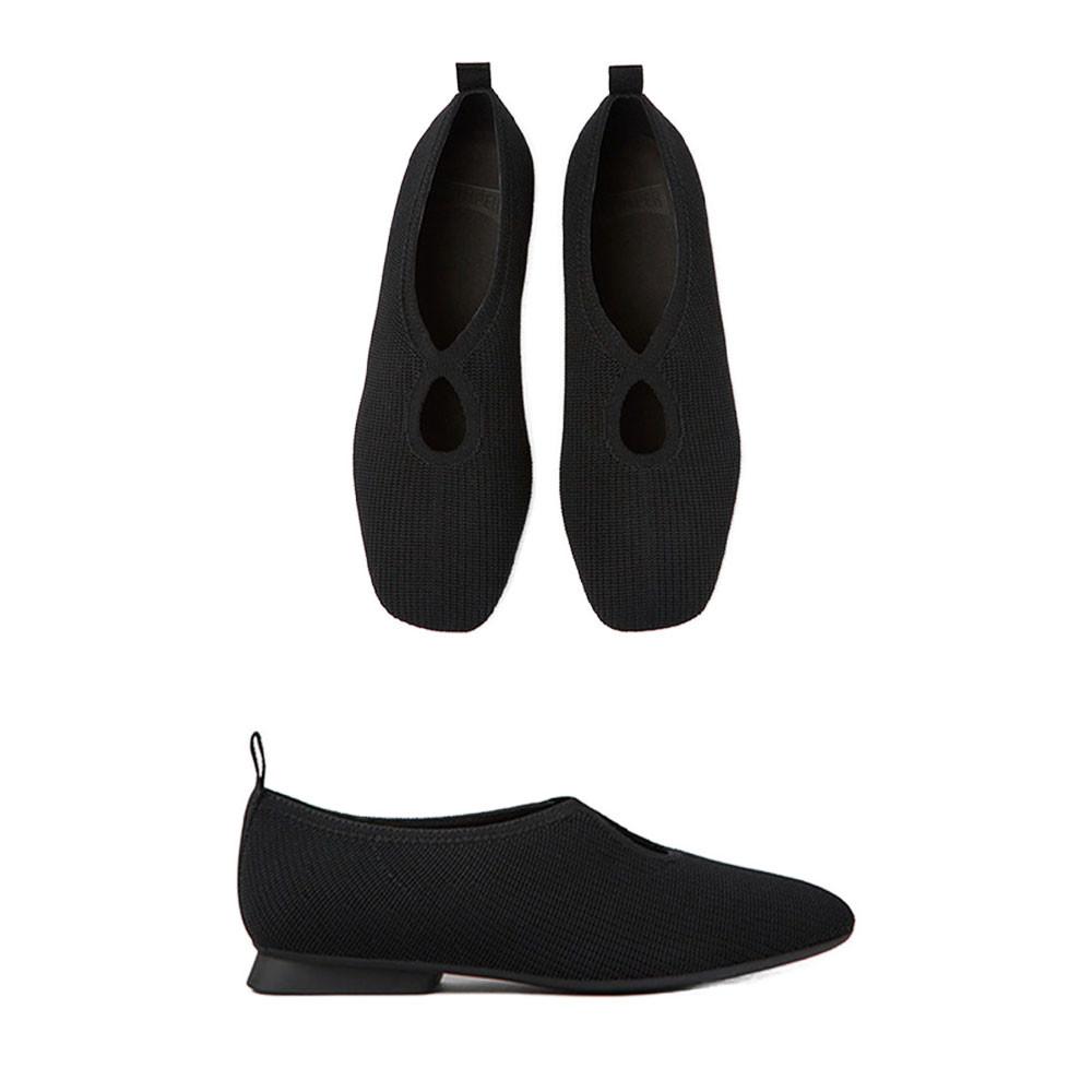 캠퍼 카시미라 블랙 니트 발레리나 여성 플랫슈즈