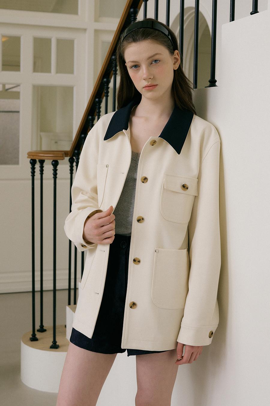 [예약배송 3/21 순차적 출고]RIVET WORK JACKET - IVORY