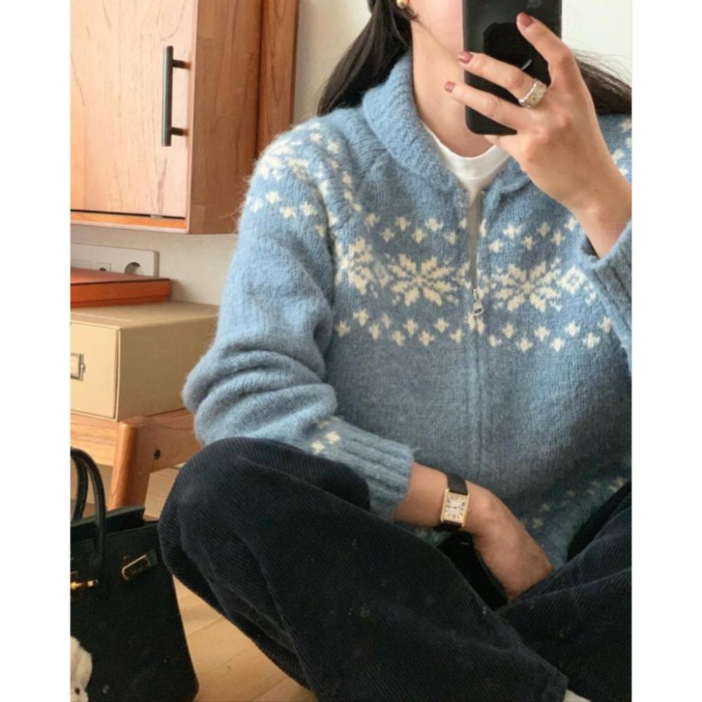 소라 당일 / 런던레이스 스노우 집업 가디건 울 니트 카디건