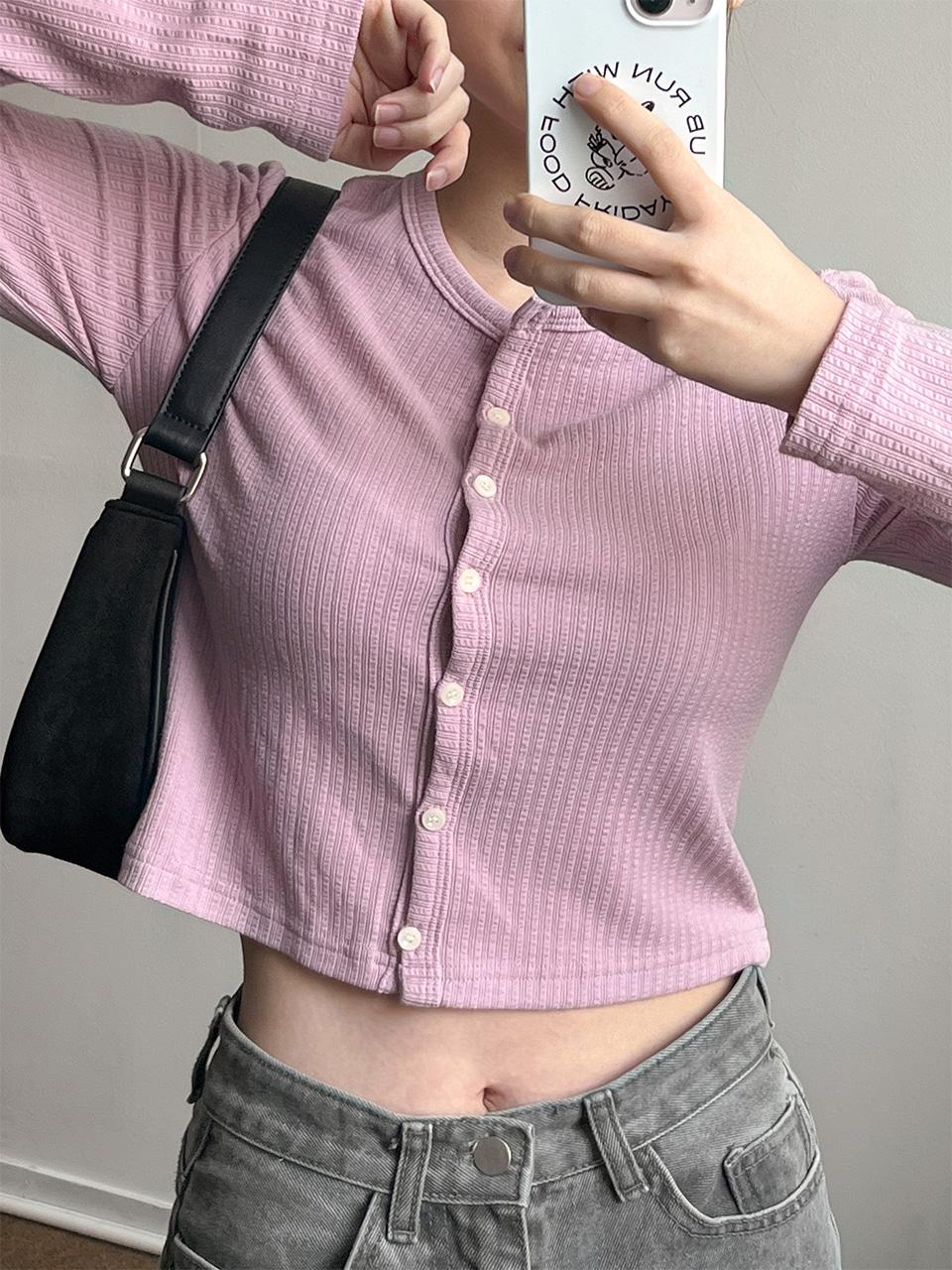 골지 라운드 크롭 가디건