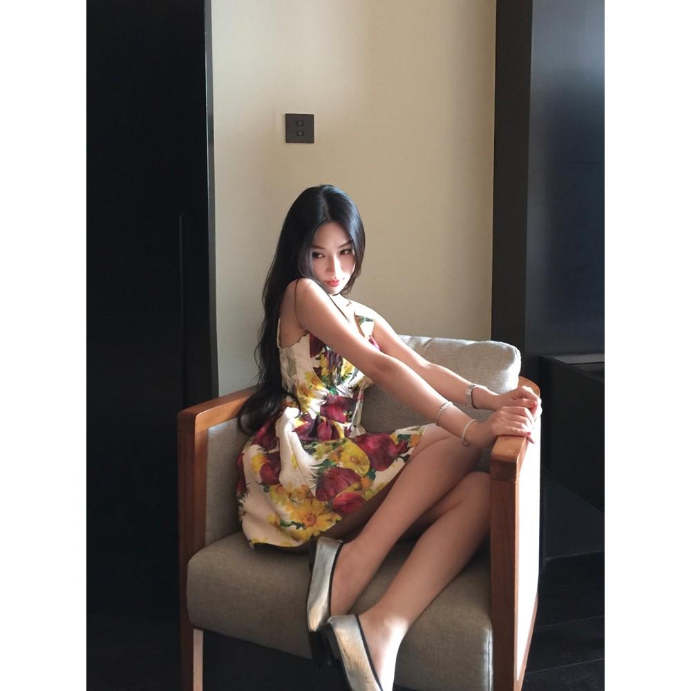 민소매 플라워 튜브 플레어 미니 원피스