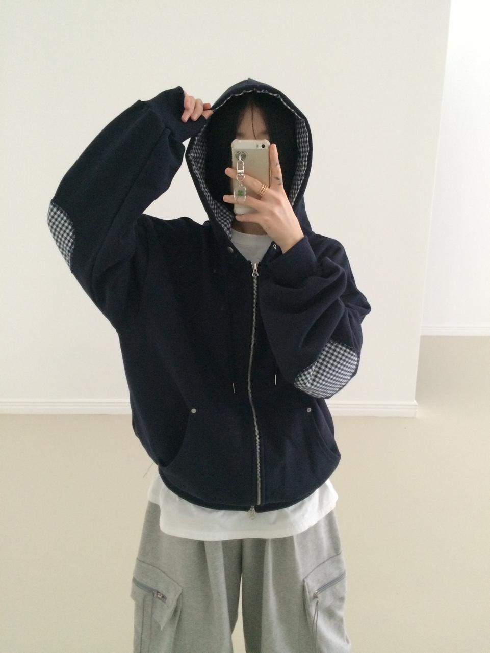 쿠미 엘보 패치 후드집업 (2color) - 남여공용