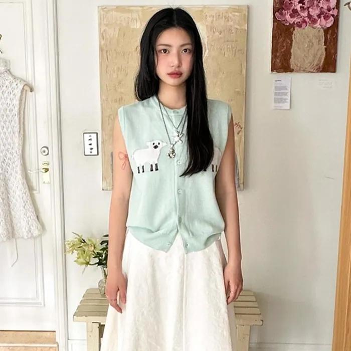 SHEEP WOOL ROUND KNIT VEST (MINT)