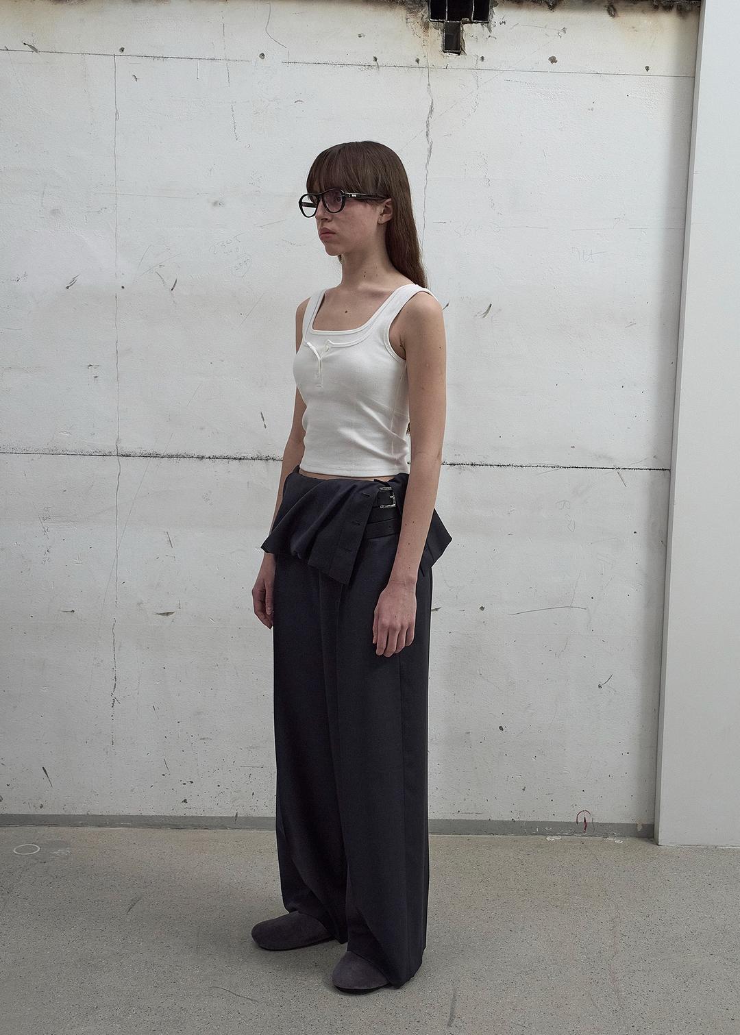 [2nd REORDER] FOLDOVER VOLUME TROUSERS (GREY)