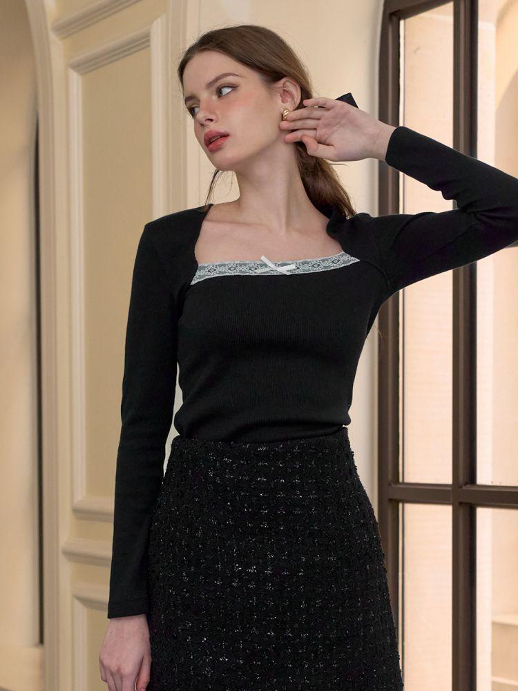 [카리나 착용] BELLA Lace Top(벨라)_BLACK