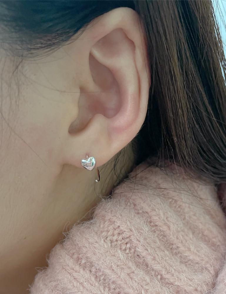 925실버 18K rachel 하트 후크 C링 귀걸이 (2 color)